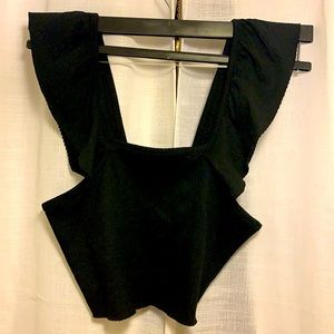 Zara crop top with flared shoulders